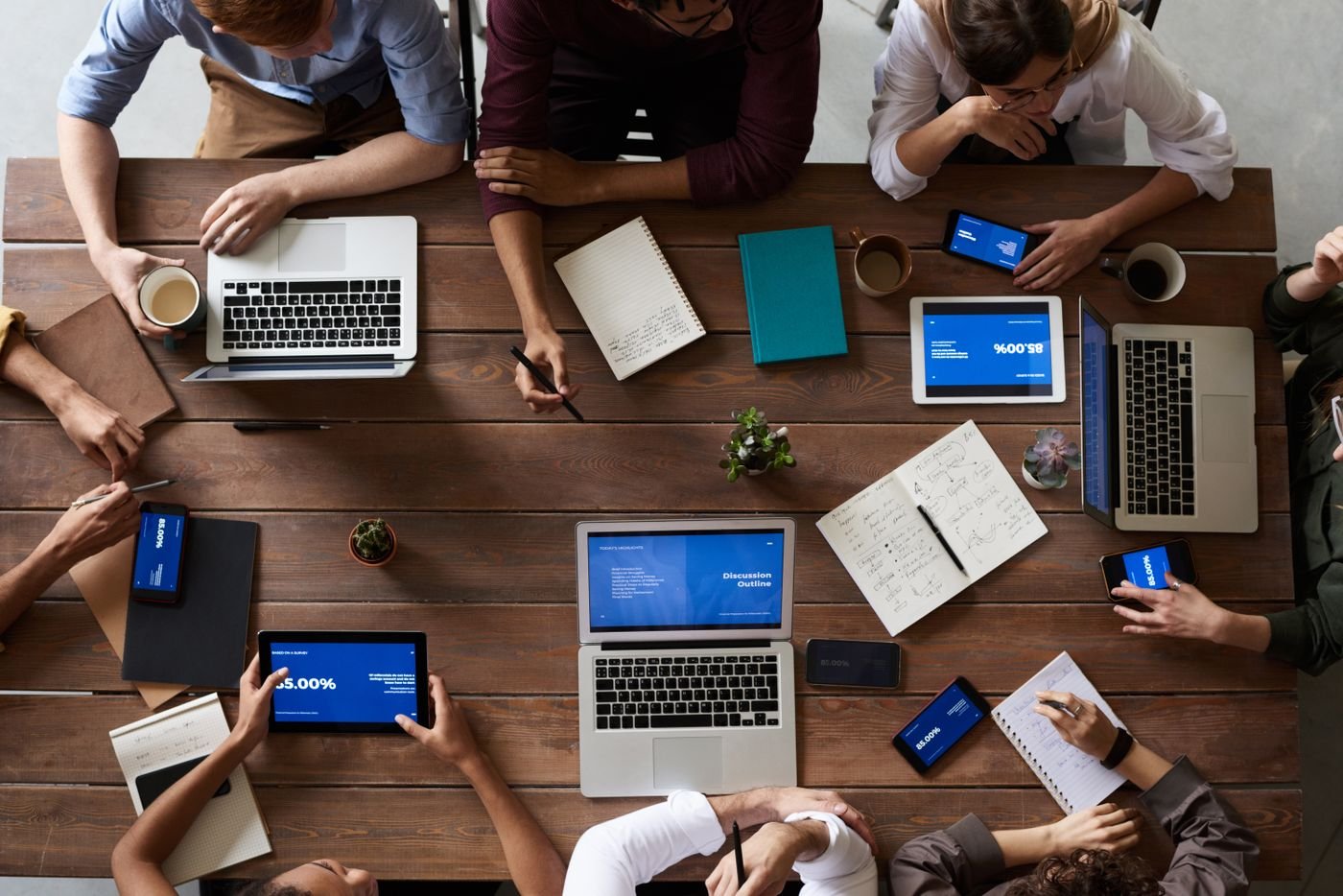 Team monitoring advertising analytics and return on ad spend on multiple devices
